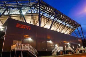 Modular Building with stairs and a deck for ESPN