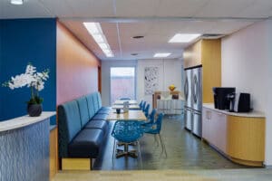 Tufts University cafe area in the modular building