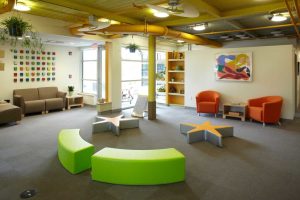 The interior of the modular building used for the David H. Koch Childcare Center.