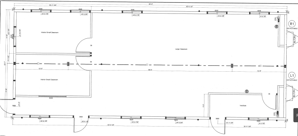 A floorplan for a modular classroom configuration.