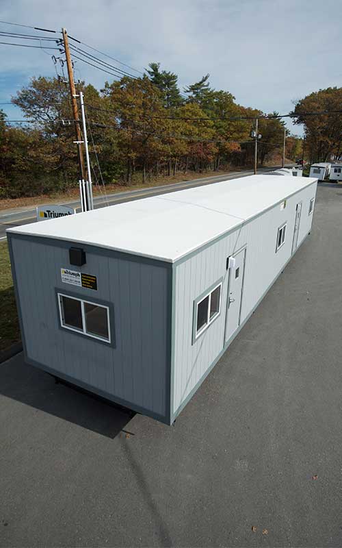An overhead view of a mobile office trailer.