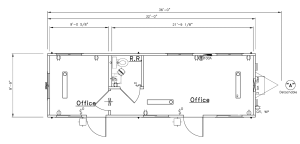 photo of 10' x 36' with Restroom Office Trailer Floor Plan