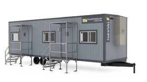 photo of 10x36 mobile office trailer with stairs
