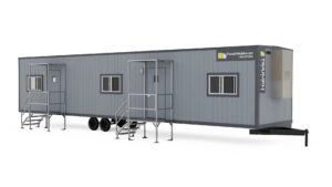 photo of 10x50 mobile office trailer with stairs