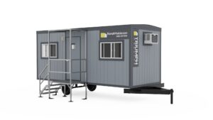 photo of 8x24 mobile office trailers with stairs