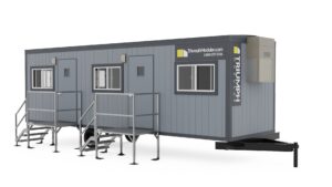 photo of 8x32 mobile office trailer with stairs