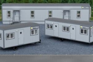 photo of 3 different size mobile office trailers