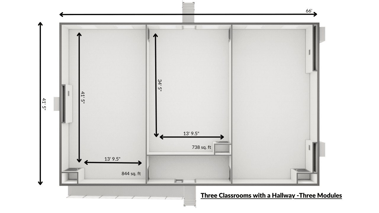 Modular Classroom Storage Cabinet - Single module with 3 large