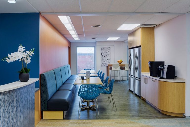 Tufts University cafe area in the modular building