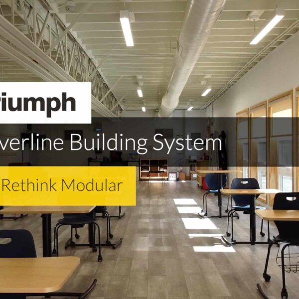 Interior view of a modern triumph modular building showcasing the Overline Building System, emphasizing the benefits of modular construction for flexible and efficient spaces.