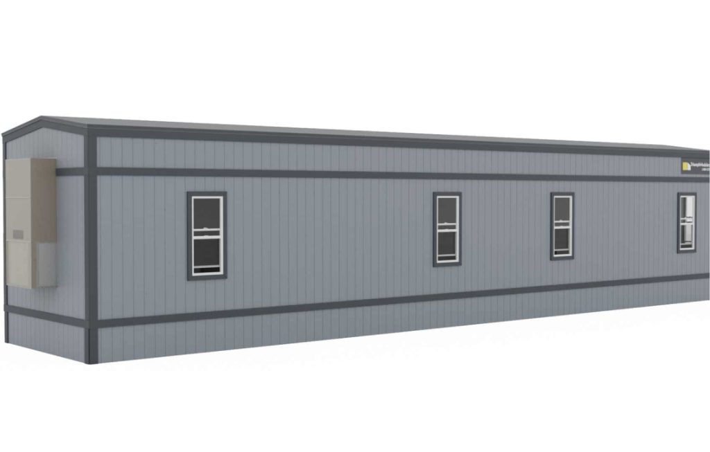 Modular building designed for versatility, showcasing a triumph modular structure with multiple windows and a sleek exterior. Ideal for permanent or temporary modular building solutions.