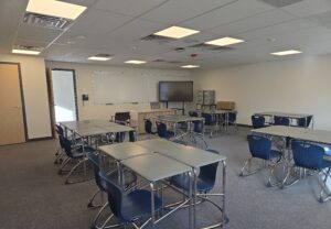 Interior classroom with desks