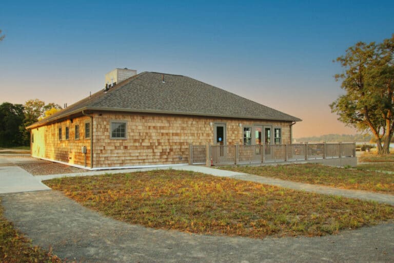 Modular building exterior showcasing commercial prefab construction for office, school, or retail use