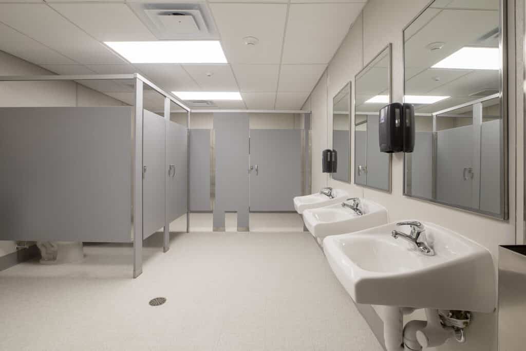 Interior picture of bathrooms in modular classroom units