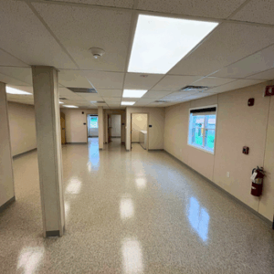 Interior picture of common area in modular dormitory.