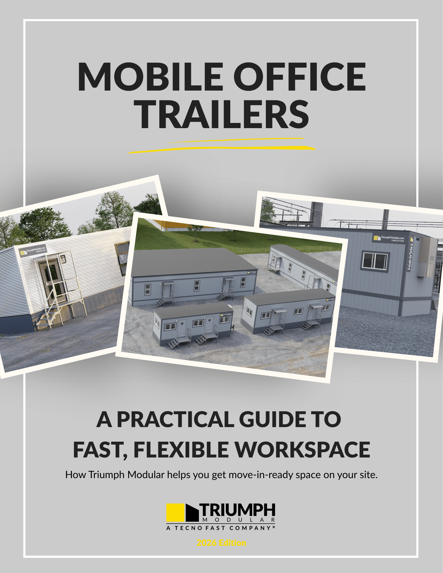 Cover image of Triumph Modular's guide to mobile office trailers.