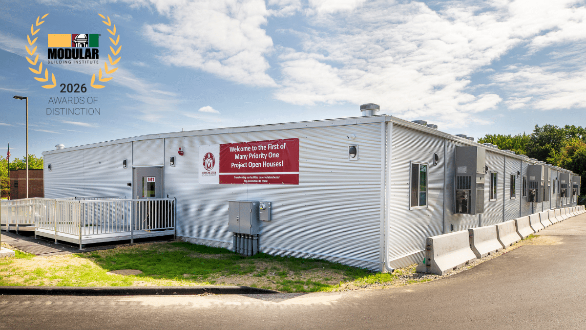 award winning temporary modular classroom building for Manchester Public Schools