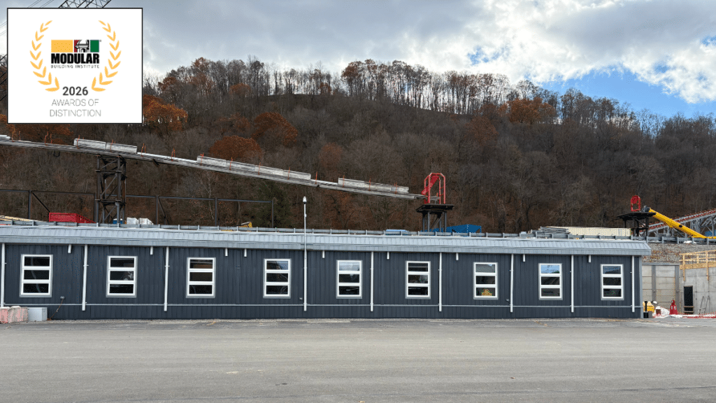 award winning temporary modular office building for Montgomery Locks construction project