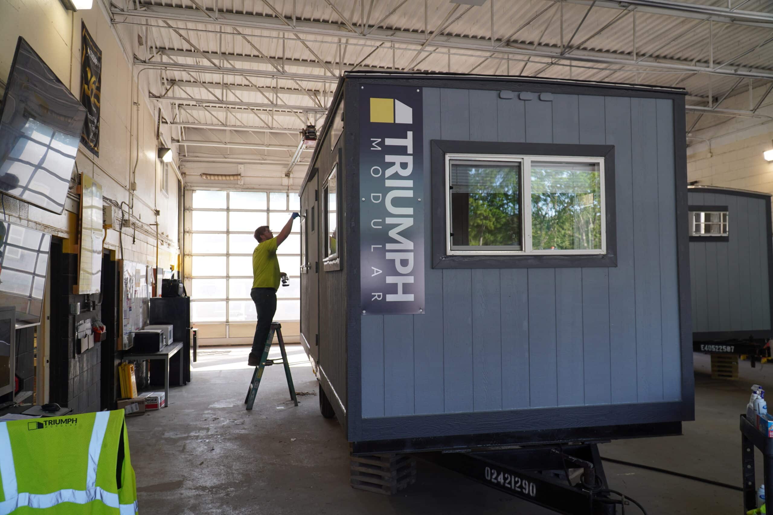 triumph mobile office in littleton ma getting a final touch up before rental